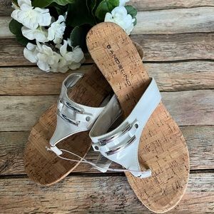 NWT Bandolino White Be Heard Cork Wedge Sandals Size 7M